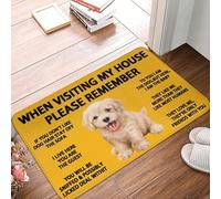 Bioputty When Visiting My House Please Remember Poodle Dog Indoor Doormat Durable Welcome Front Door Mats Entryway Rugs Non-Slip Absorbent Area Rugs Resist Dirt Carpet for Room Decor 24" x 16"