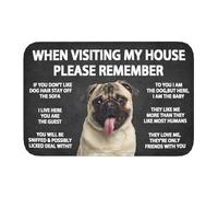 Bioputty When Visiting My House Please Remember Pug Dogs Indoor Doormat Durable Welcome Front Door Mats Entryway Rugs Non-Slip Absorbent Area Rugs Resist Dirt Carpet for Room Decor 30" x 18"