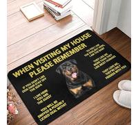 Bioputty When Visiting My House Please Remember Rottweiler Dog Indoor Doormat Durable Welcome Front Door Mats Entryway Rugs Non-Slip Absorbent Area Rugs Resist Dirt Carpet for Room Decor 30" x 18"