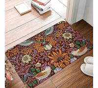 Bioputty William Morris The Strawberry Thief Red Entryway Doormats Retro Welcome Mat Non Slip Front Door Mat Dirt-Trapping Entry Rugs Novelty Room Decor for Bathroom Kitchen Indoor 24x16 Inch