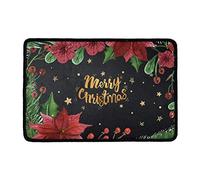 Bioputty Xmas Welcome Mats for Front Door Floral Christmas Doormat, Front Door Mats Non-Slip Hello Mat, Rubber Door Mats, 16 X 24 Inch