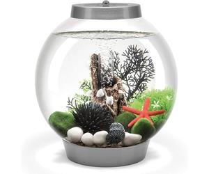 biOrb CLASSIC 15 Aquarium (Silver, 15 Litres), Perfect Beginner Fish Tank With Integrated LED Lights, Quick & Easy To Set Up, 360-Degree View Aquarium With 5-Step Filtration System, Acrylic Fish Tank