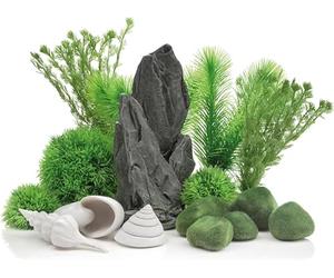 biOrb Decor Set, Stone Garden Grey Slate Sculpture Fish Tank Decorations | Plant/Sea Shell Ornaments for Aquariums, Easy-Insert Decoration, for 30L+ Fresh & Saltwater Tanks