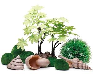 biOrb Decor Set, Summer Theme - Green Maple Tree, Flower Ball & Sea Shell Ornaments for 15 L+ Aquariums, Easy-Insert Decoration Compatible with Fresh & Saltwater Tanks, Perfect Fish Tank Decorations