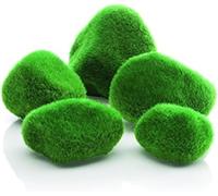 biOrb Fish Tank Decorations, Moss-Covered Pebble Set Aquarium Ornament (Green,