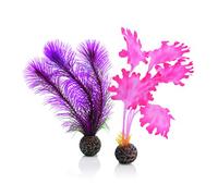 biOrb Fish Tank Decorations, Pink Seaweed With Weighted Balls, 2 x Aquarium Plants (Small), Artificial Fish Tank Plants To Add A Pop Of Colour, Natural-Looking Aquarium Decor For A Scenic Background