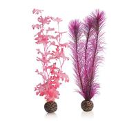 biOrb Fish Tank Decorations, Pink Seaweed With Weighted Balls, 2 x Aquarium Plants (Medium), Artificial Fish Tank Plants To Colour, Natural-Looking Aquarium Decor For A Scenic Background