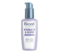 Biore Hydrate & Glow Face Moisturizer for Dry Skin, Sensitive Skin with Avocado Oil, Coconut Water and Probiotics, Dermatologist Tested, Fragrance Free, Cruelty Free, Vegan-Friendly 3.4 oz with Pump