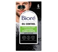 Bioré Men's Charcoal Blackhead Remover Pore Strips, Nose Strips for Instant Blackhead Removal on Oily Skin, with Natural Charcoal to Help Unclog Pores, 6 Count