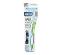 Biorepair, Junior Toothbrush, Children Toothbrush 6-12 Years, Clinically Tested, with Medium-Soft Bristles, Patented Curved Shape, Antibacterial, Removes Up to 100% More Plaque