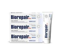 BIOREPAIR Plus Pro White - Whitening Toothpaste Adults & Kids, Repairs Enamel Surface & Pervents Stains, Flouride Free Toothpaste for Sensitive Teeth, Restores Natural Whiteness, 75mlx3, Made in Italy