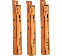 BioRLX Bamboo Toothbrush - Biodegradable Wooden Toothbrush with Medium Bristles, BPA-Free, Eco-Friendly, Plastic-Free Packaging, Compostable & Durable Design (Bamboo, 1 Count (Pack of 3))