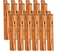 BioRLX Bamboo Toothbrush - Biodegradable Wooden Toothbrush with Medium Bristles, BPA-Free, Eco-Friendly, Plastic-Free Packaging, Compostable & Durable Design (Bamboo, 1 Count (Pack of 12))
