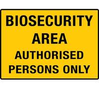 Biosecurity Area Authorised Persons Only Warning Metal Sign Tin Signs Aluminum Plaque for Outdoors Use Yard Farm Fence Home Wall Decor 8x12 inch