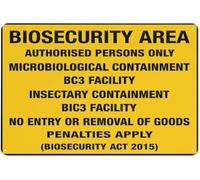 Biosecurity Areaauthorised Persons Onlymicrobiological Containmentbc3 Facility Aluminum Metal Warning Signage with Symbol for Indoor Outdoor Use 12x8 Inch