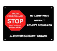 Biosecurity Stop Sign A5 - Disease Prevention Area Warning Sign - Farm Biosecurity Control Signage - Aluminium Composite with 4 Pre-Drilled Fixing Holes - Animal Safety Restriction Notice