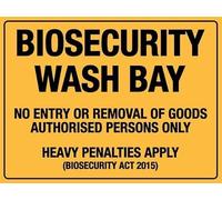 Biosecurity Wash Bay No Entry Or Removal Of Goods Authorised Persons Only Warning Metal Sign Tin Signs Aluminum Plaque for Outdoors Use Yard Farm Fence Home Wall Decor 8x12 inch
