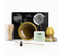 BIOSENZIA - Matcha Bowl Set 7 Pieces, Handmade Ceramic Japanese Tea Ceremony Kit with Chawan, Bamboo Whisk, Chasen Holder & 10g Premium Matcha Powder Gift - Green (Green, One Size)
