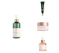 BIOSSANCE Brightening Core Routine Skincare Set - Cleanser, Niacinamide Eye Serum, Vitamin C Moisturiser & Rose Oil - Dark Circles, Glow & Hydration - Squalane Set