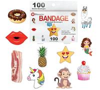 BioSwiss 100 Pcs Self Adhesive Bandages for Kids Sterile Colorful Funny Cute Girls Boys First Aid Protection Scratch Cut Protection Wellness