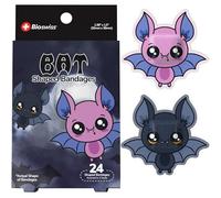 BioSwiss Bandages, Self Adhesive Bat Shaped Halloween Wound Care Sterile Latex Free Funny First Aid Kit Supplies For Kids, 24 Pcs Box