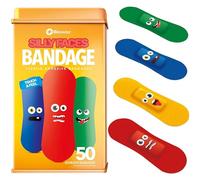 BioSwiss Bandaids 50 Pieces Sterile Bandaids for Kids Unique Shape Colorful Funny Cute Girls Boys Adults First Aid Protect Scratches and Cuts Wellness
