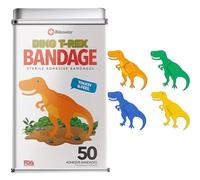 BioSwiss Kids Bandaids Collectable Tin Self Adhesive Dinosaur Bandages Colorful Funny Cute Girls Boys Adult First Aid Novelty Gag Gift Pack of 50
