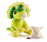 BIOSYNEX - Jurassic World Explorers Heatable Plushies - Microwave Warm Cuddle Toy with Removable Clay Bead Pouch - Gentle and Comforting Warmth - Machine Washable and Safe from Birth (Triceratops)