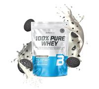 BioTechUSA 100% Pure Whey | Protein Powder with BCAA and Glutamine | Gluten-Free, Palm Oil Free | 21g Protein per Serving, 454 g, Black Biscuit