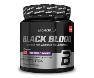 BioTechUSA Black Blood CAF+ | Preworkout Drink Powder | 12 Active Ingredients | 200mg Caffeine per Serving | Sugar, Lactose, and Gluten-Free, 300 g, Blue Grape