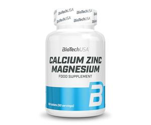 BioTechUSA Calcium Zinc Magnesium | Essential Mineral Complex for Bone, Muscle & Immune Health | Easy-to-Take | Supports Energy & Stress Management, 100 Tablets