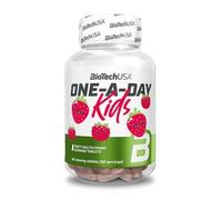 BioTechUSA One-A-Day Kids | Flavoured Food Supplement multivitamin | Chewable Tablet | with Minerals and Sweetener | from 4 Years of Age | 90 Tablet, Strawberry-Raspberry