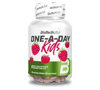 BioTechUSA One-A-Day Kids | Flavoured Food Supplement multivitamin | Chewable tablet | With minerals and sweetener | From 4 years of age | 90 tablet, Strawberry-raspberry