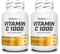 BioTechUSA Vitamin C 1000 + BioFlavonoids | Multiple Sources | Immune Support | Rosehip, Elderflower & Lemon, 30 Tablets (Pack of 2)