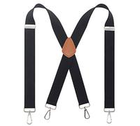 Bioterti Men’s Heavy Duty X- Back 1.4 Inch Suspenders with 4 Snap Hooks, Black, One Size