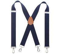 Bioterti Men’s Heavy Duty X- Back 1.4 Inch Suspenders with 4 Snap Hooks, Navy, One Size