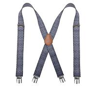 Bioterti Men’s Heavy Duty X- Back Suspenders-Adjustable Size, Long & Elastic Braces, Grey Paisley, One Size