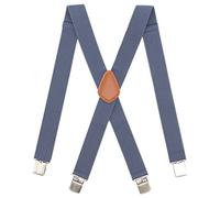 Bioterti Men’s Heavy Duty X- Back Suspenders-Adjustable Size, Long & Elastic Braces, Light Blue, One Size