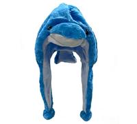 Bioterti Plush Fun Animal Hats One Size Cap Polyester With Fleece Lining (Blue Dolphin)