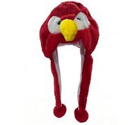 Bioterti Plush Fun Animal Hats One Size Cap Polyester With Fleece Lining (Red Parrot)