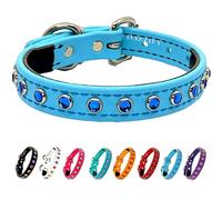 BioThane® Bling Dog Collar - Rhinestone-Studded Adjustable Designer Collar - Waterproof and Odor-Resistant - Sky Blue with Dark Blue Jewels - Med/Lrg (Fits Neck Sizes 14"-18"), 3/4" Wide