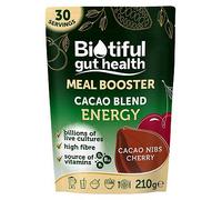 Biotiful 7-in-1 Gut Health Powder - High in Prebiotics & Probiotics for Digestive Health - Source of Protein & Vitamins (B5, B12, D3) - Affordable Everyday Price - Natural, Cacao & Cherry, 30 Servings