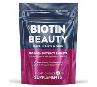 Biotin 10,000mcg - 180 Tablets / 6 Month Supply Double Strength - Supports The Growth & Maintenance of Healthy Hair Nails & Skin for Women and Men