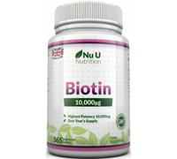 Biotin Hair Growth Supplement 365 Vegan Tablets Full Year Supply Biotin 10000mcg by Nu U Nutrition