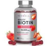 Biotin Gummies 10,000 mcg | High Strength Vegan Biotin Supplement | Vitamin B7 | 60 Strawberry Flavour Gummies | NeoCell