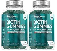 Biotin Gummies - 120 Chewable Gummies - B7 Vitamin with 8 Key Vitamins & 4 Nutrients - Biotin 5000mcg Supplements - Natural Mixed Berry Flavour - Non-GMO, Gluten-Free & Vegetarian-Friendly (Pack of 2)
