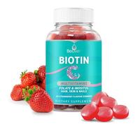 Biotin Hair Growth Vitamin Supplement Gummies with 5000mcg for Women or Men | Added Essential Multivitamins Support Skin Collagen & Nails | Vegan Friendly | Strawberry Flavour (60 Count)