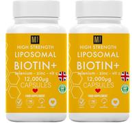 Biotin Hair Growth Vitamins 12,000mcg | 180 High Strength Biotin Supplement | Selenium Zinc & VIT C Complex D - Bio tin Tablets | 6 Months Supply Vegan (Pack of 2)