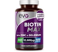 Biotin Max with Zinc & Selenium | High Strength Vitamins & Minerals to Support Hair, Skin & Nail Health | Vegan Food Supplement Complex | 400 Tablets for a 13 Month Supply | UK Made by EVO Nutrition