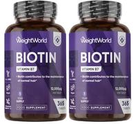 Biotin Tablets - 365 Vegan Tablets - 1 Year Supply - 1 Tablet per Day - 12000mcg Biotin Supplements - Travel-Friendly, Non-GMO & Magnesium Stearate-Free Vitamin B7 Supplement (Pack of 2)